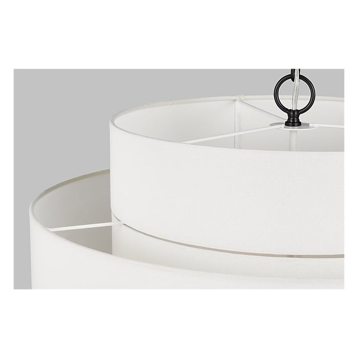 Visual Comfort Studio Sawyer 3Lt Pendant, Black/White Linen