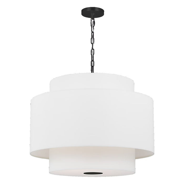 Visual Comfort Studio Sawyer 3Lt Pendant, Black/White Linen