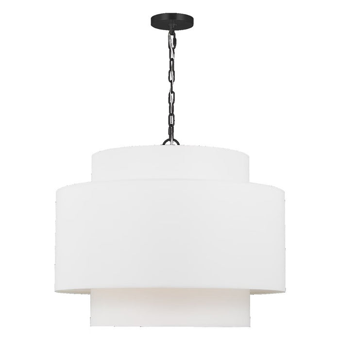 Visual Comfort Studio Sawyer 3Lt Pendant, Black/White Linen