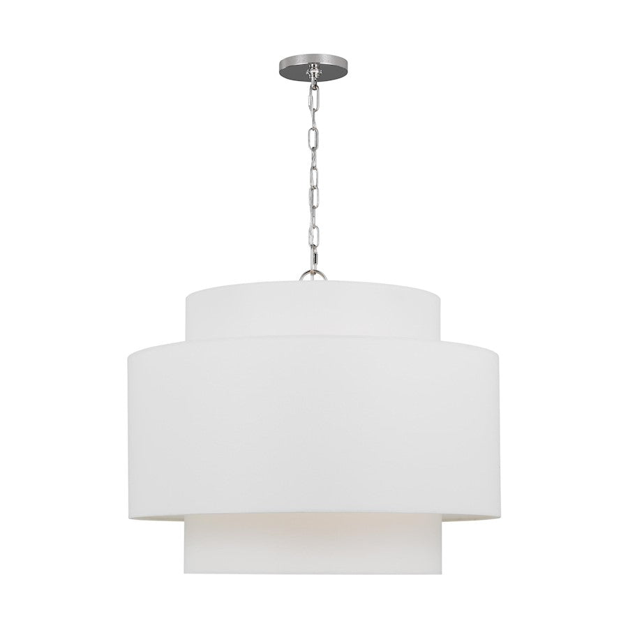 Visual Comfort Studio Sawyer 3-Lt Pendant, Pol Nickel/White/Clear - KSP1043PN