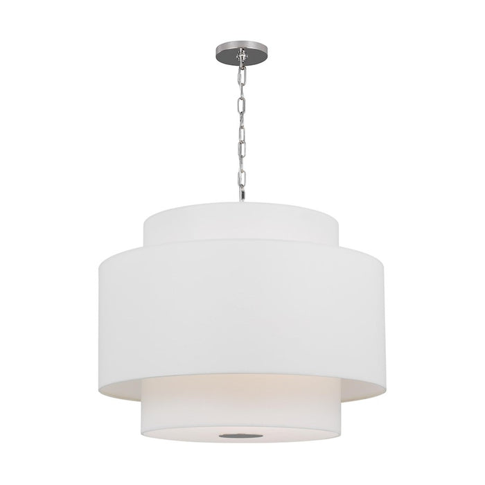 Visual Comfort Studio Sawyer 3-Lt Pendant, Pol Nickel/White/Clear