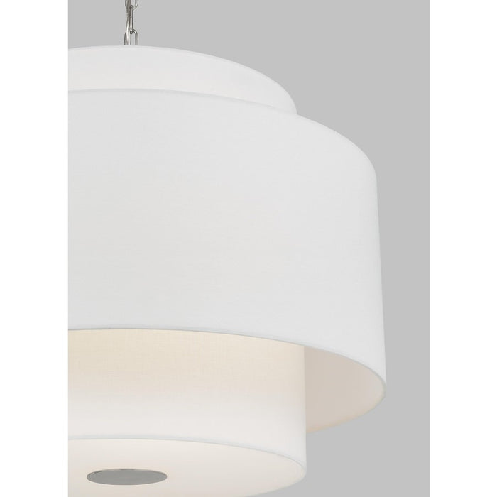 Visual Comfort Studio Sawyer 3-Lt Pendant, Pol Nickel/White/Clear