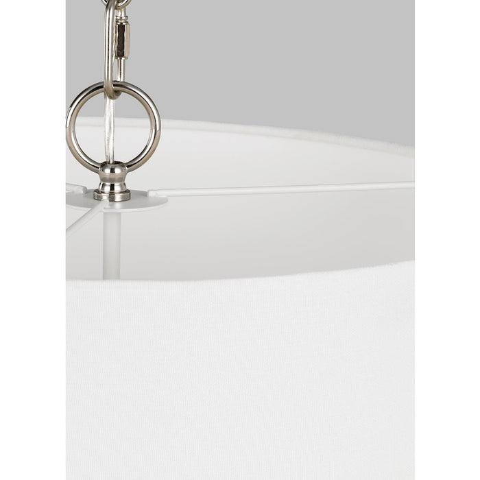 Visual Comfort Studio Sawyer 3-Lt Pendant, Pol Nickel/White/Clear