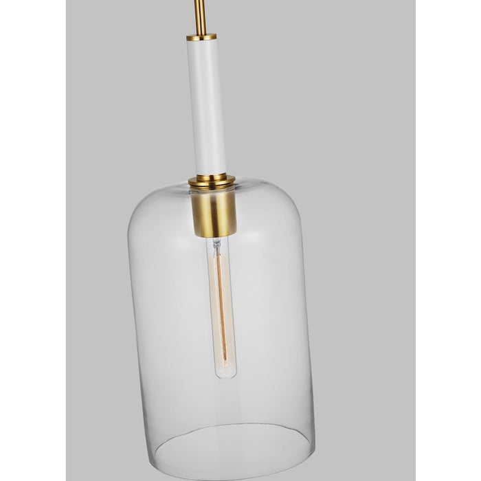 Visual Comfort Studio Monroe 1-Lt Cylinder Pendant, Brass/Clear