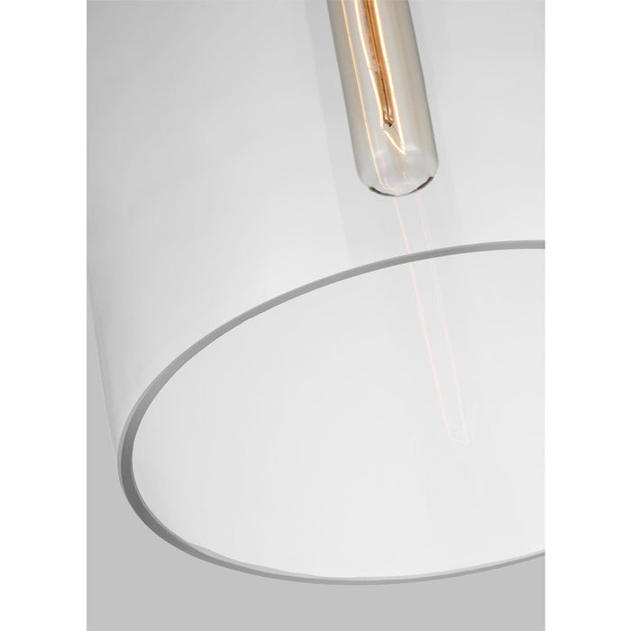 Visual Comfort Studio Monroe 1-Lt Cylinder Pendant, Brass/Clear