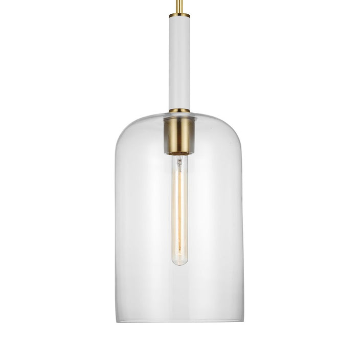 Visual Comfort Studio Monroe 1-Lt Cylinder Pendant, Brass/Clear