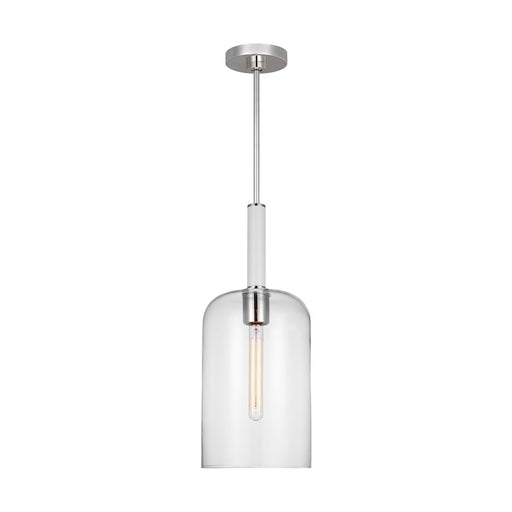 Visual Comfort Studio Monroe 1-Lt Cylinder Pendant, Nickel/Clear - KSP1051PNGW