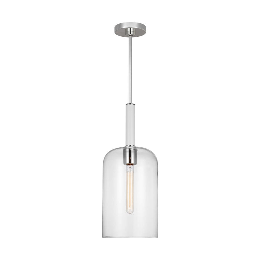 Visual Comfort Studio Monroe 1-Lt Cylinder Pendant, Nickel/Clear - KSP1051PNGW