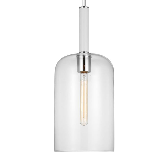 Visual Comfort Studio Monroe 1-Lt Cylinder Pendant, Nickel/Clear