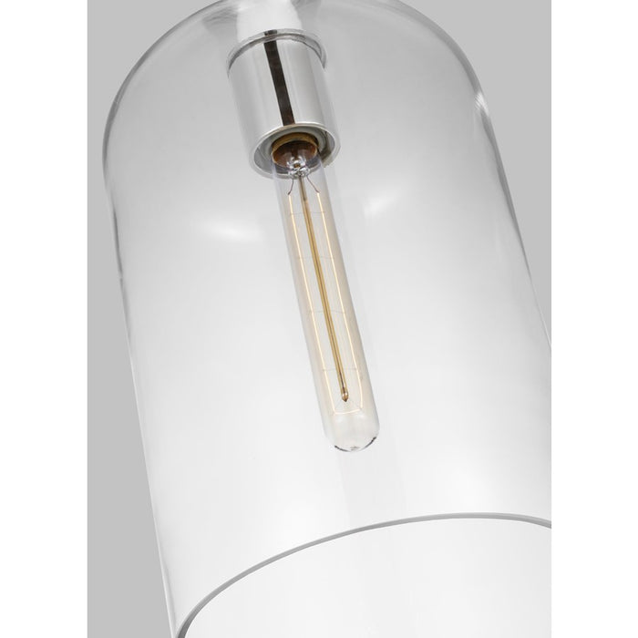 Visual Comfort Studio Monroe 1-Lt Cylinder Pendant, Nickel/Clear