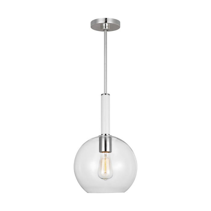 Visual Comfort Studio Monroe 1-Lt Round Pendant, Pol Nickel/Clear - KSP1061PNGW