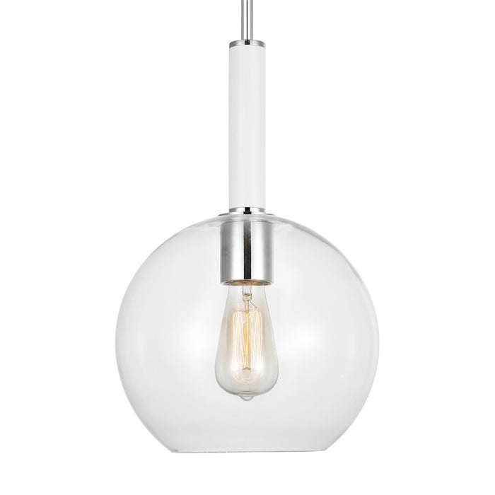 Visual Comfort Studio Monroe 1-Lt Round Pendant, Pol Nickel/Clear