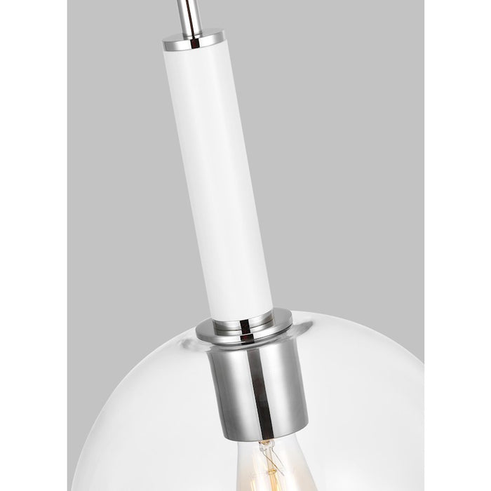 Visual Comfort Studio Monroe 1-Lt Round Pendant, Pol Nickel/Clear