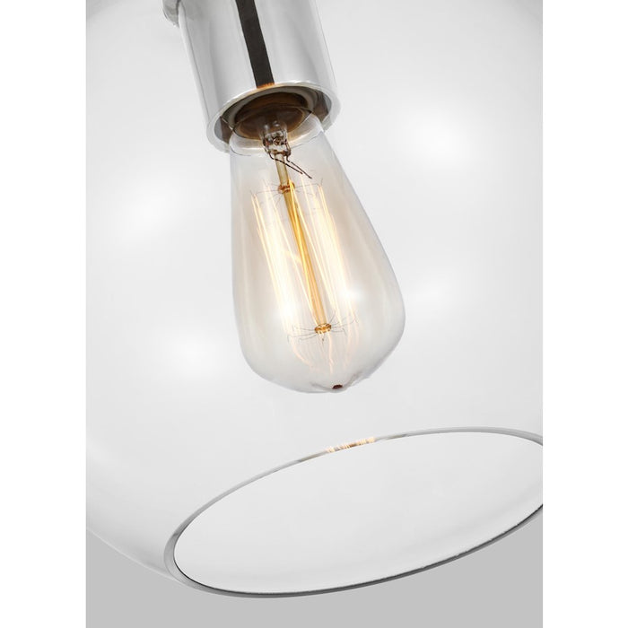 Visual Comfort Studio Monroe 1-Lt Round Pendant, Pol Nickel/Clear