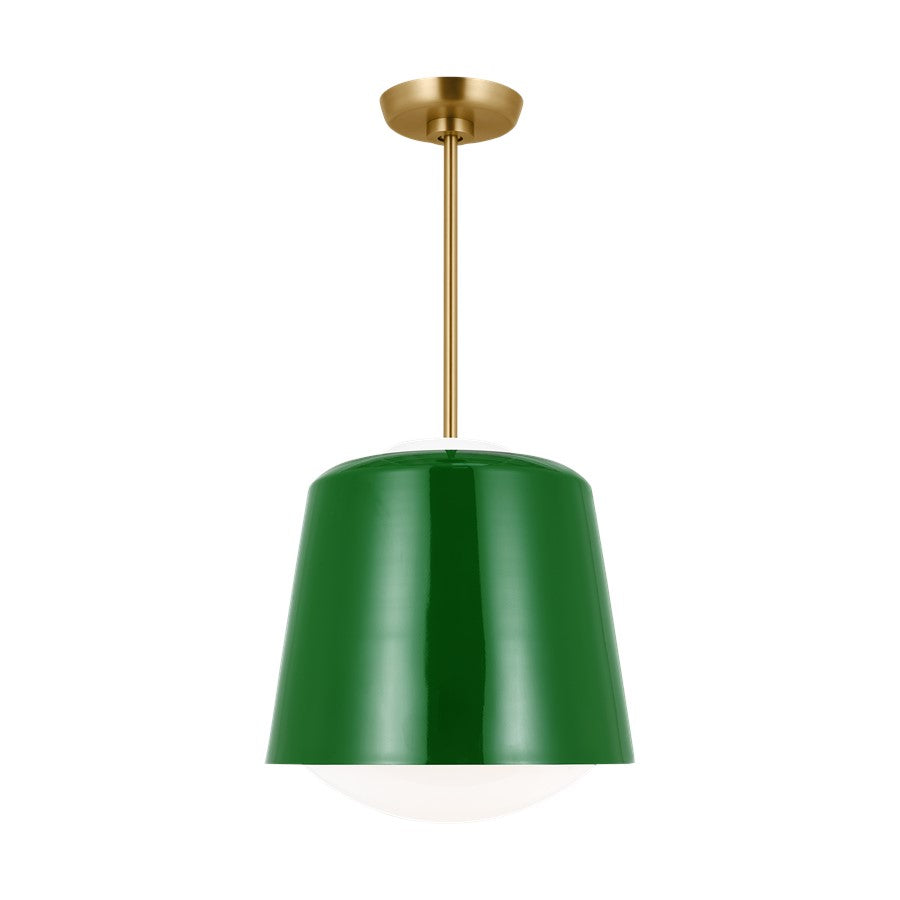 Visual Comfort Studio Draper 1Lt Pendant, Green/Milk - KSP1141GRN