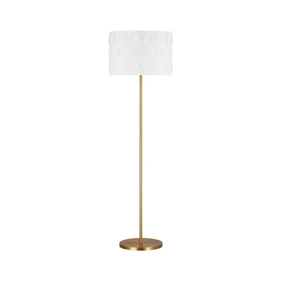 Visual Comfort Studio Dottie 1 Light Floor Lamp, Brass/White Linen - KST1011BBS1