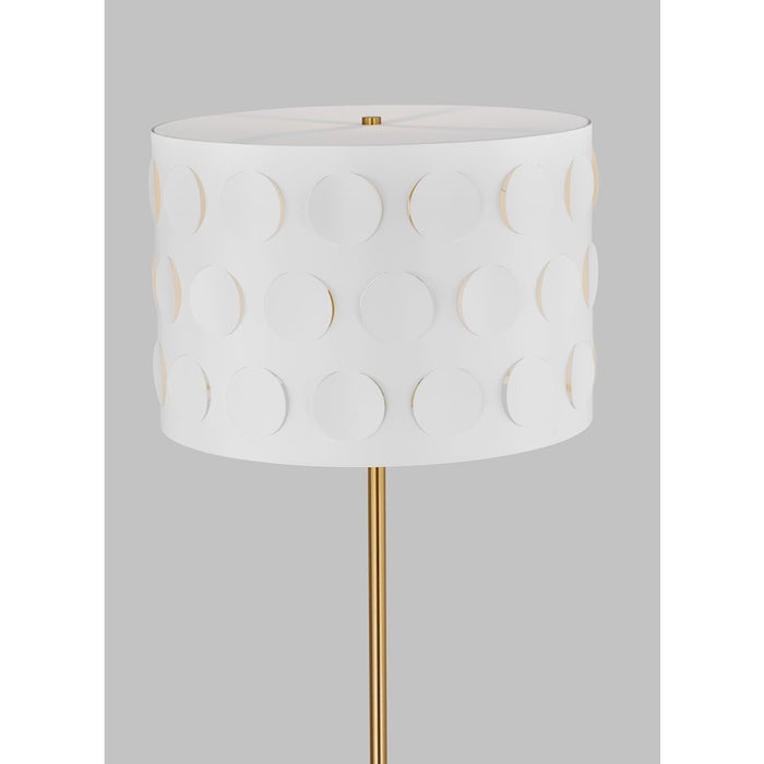 Visual Comfort Studio Dottie 1 Light Floor Lamp, Brass/White Linen