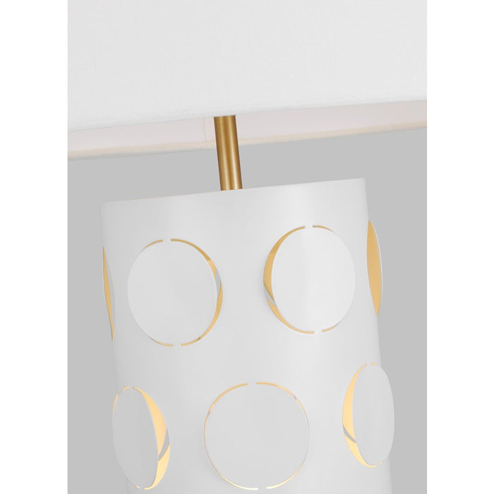 Visual Comfort Studio Dottie 2 Light Table Lamp, Brass/White Linen