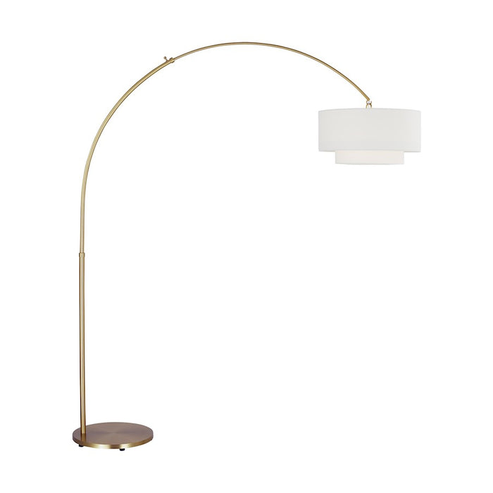 Visual Comfort Studio Sawyer 1 Light Floor Lamp, Brass/White Linen - KST1031BBS1