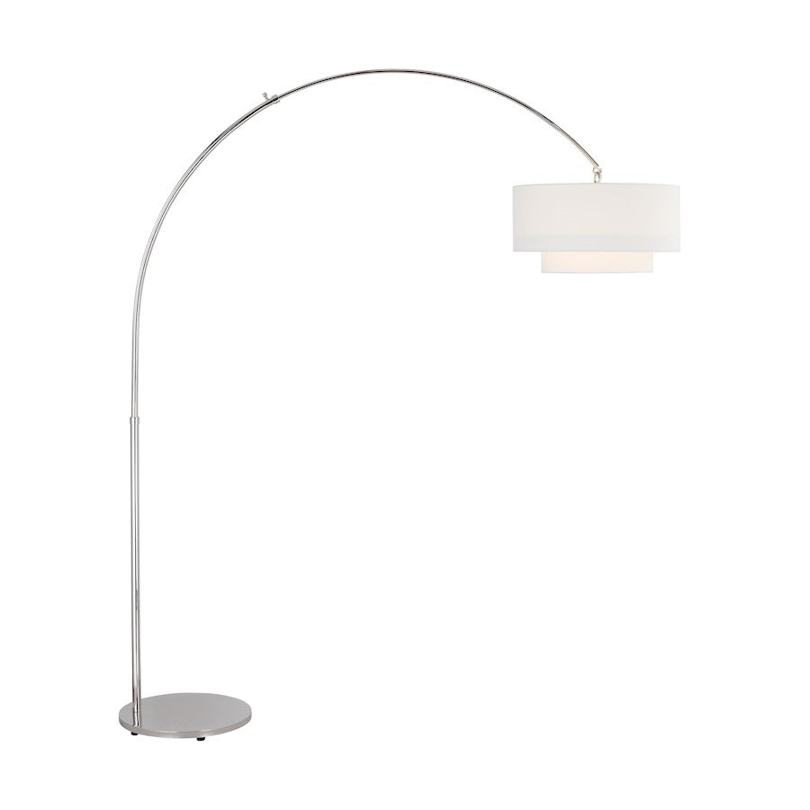 Visual Comfort Studio Sawyer 1-Lt Floor Lamp, PN/White Linen - KST1031PN1