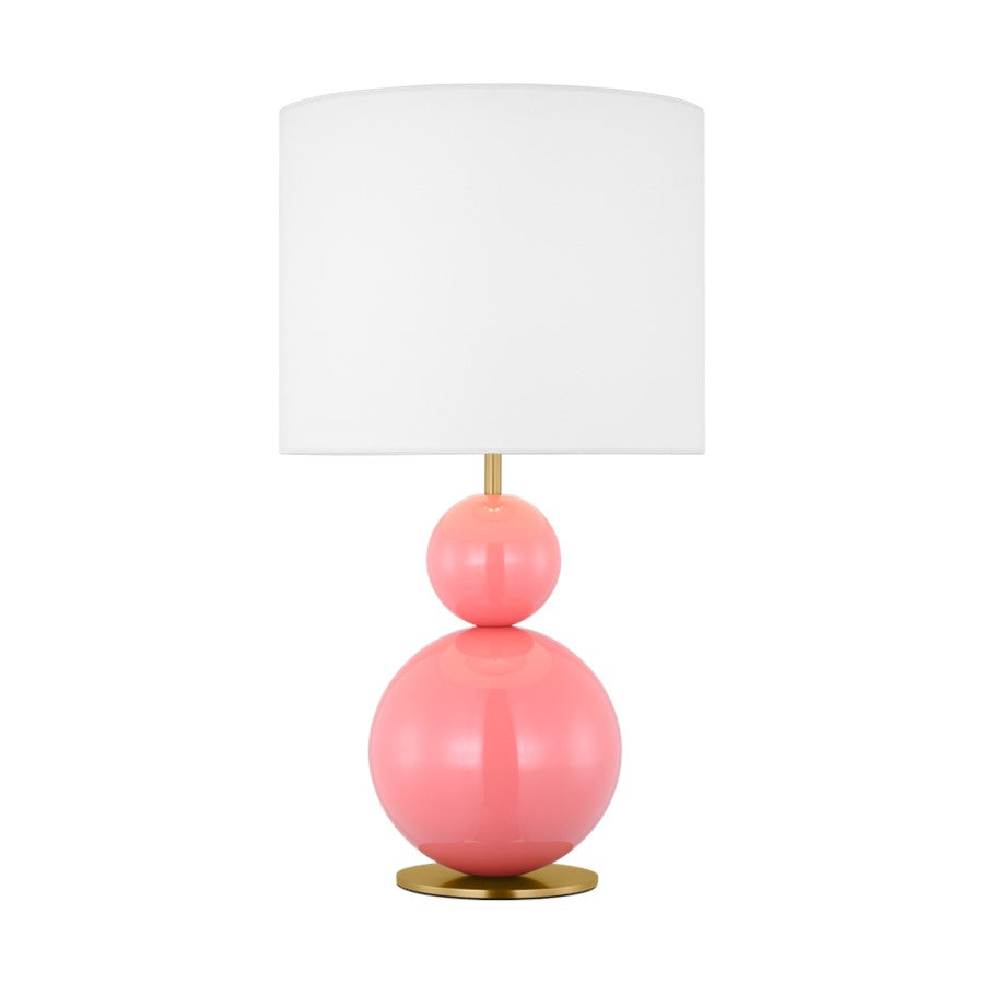 Visual Comfort Studio Suki 1Lt Lamp, Coral/White Linen - KST1221CRL1