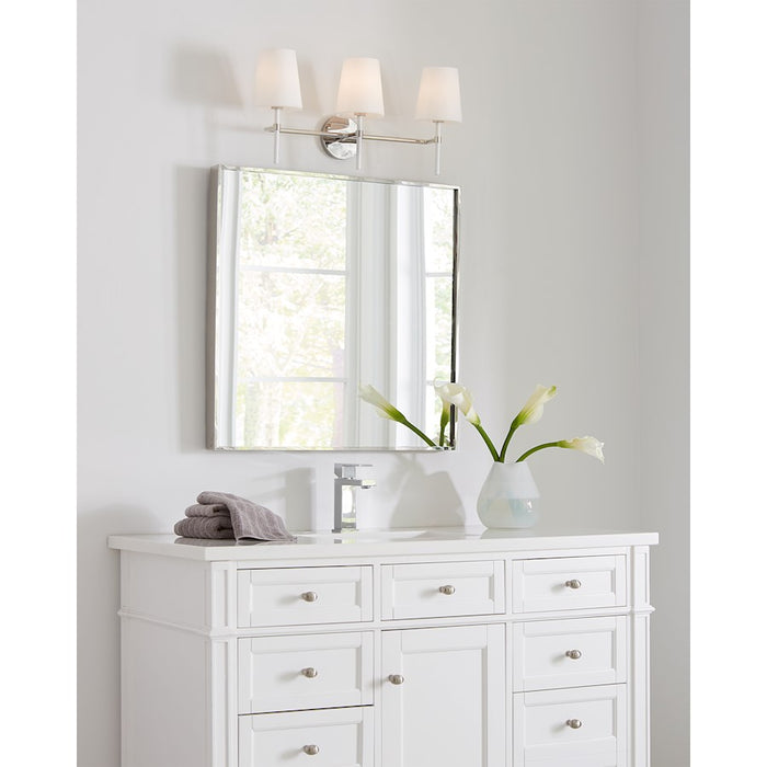 Visual Comfort Studio Monroe 3-Lt Vanity, Pol Nickel/Milk White