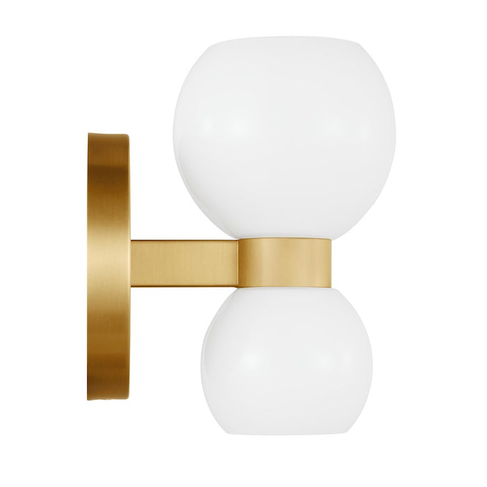 Visual Comfort Studio Londyn 2-Lt Single Sconce, Brass/Milk White