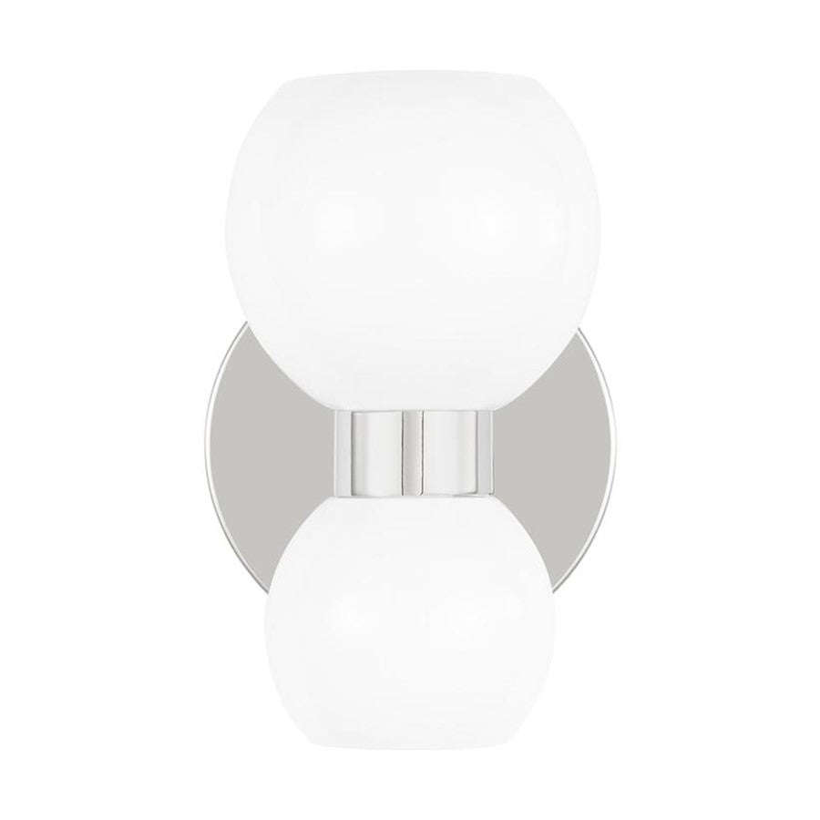 Visual Comfort Studio Londyn 2-Lt Single Sconce, Nickel/Milk White - KSW1022PNMG