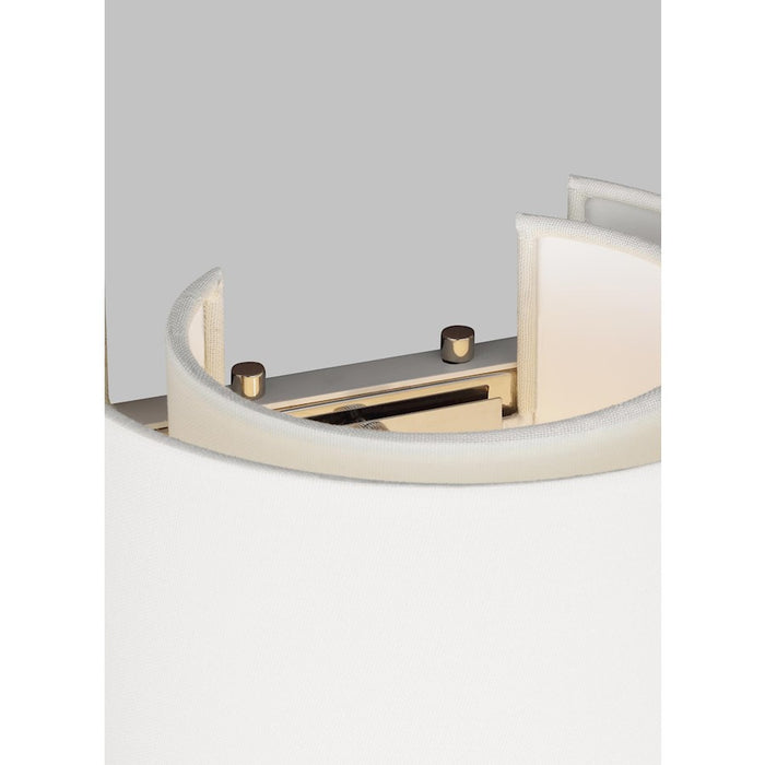 Visual Comfort Studio Sawyer 2-Lt Sconce, Pol Nickel/White Linen