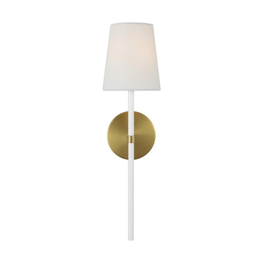 Visual Comfort Studio Monroe 1-Lt Tail Sconce, Brass/White Linen - KSW1091BBSGW