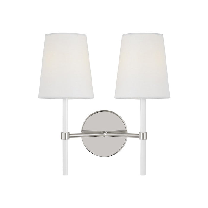 Visual Comfort Studio Monroe 2-Lt Double Sconce, Nickel/WH Linen - KSW1102PNGW