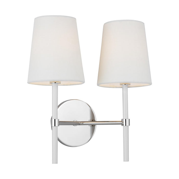 Visual Comfort Studio Monroe 2-Lt Double Sconce, Nickel/WH Linen