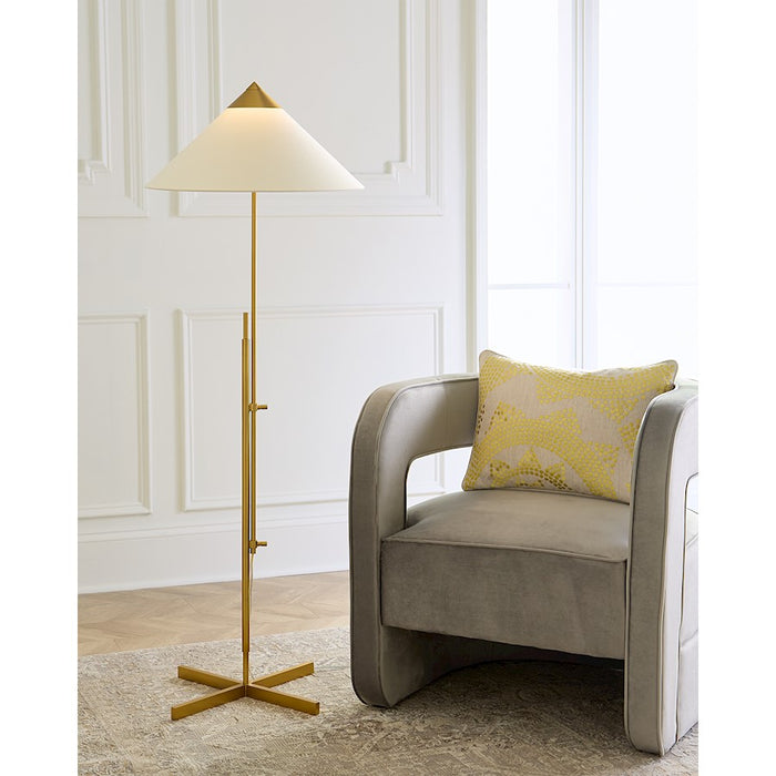 Visual Comfort Studio Franklin 1-Lt Floor Lamp, Brass/White Linen