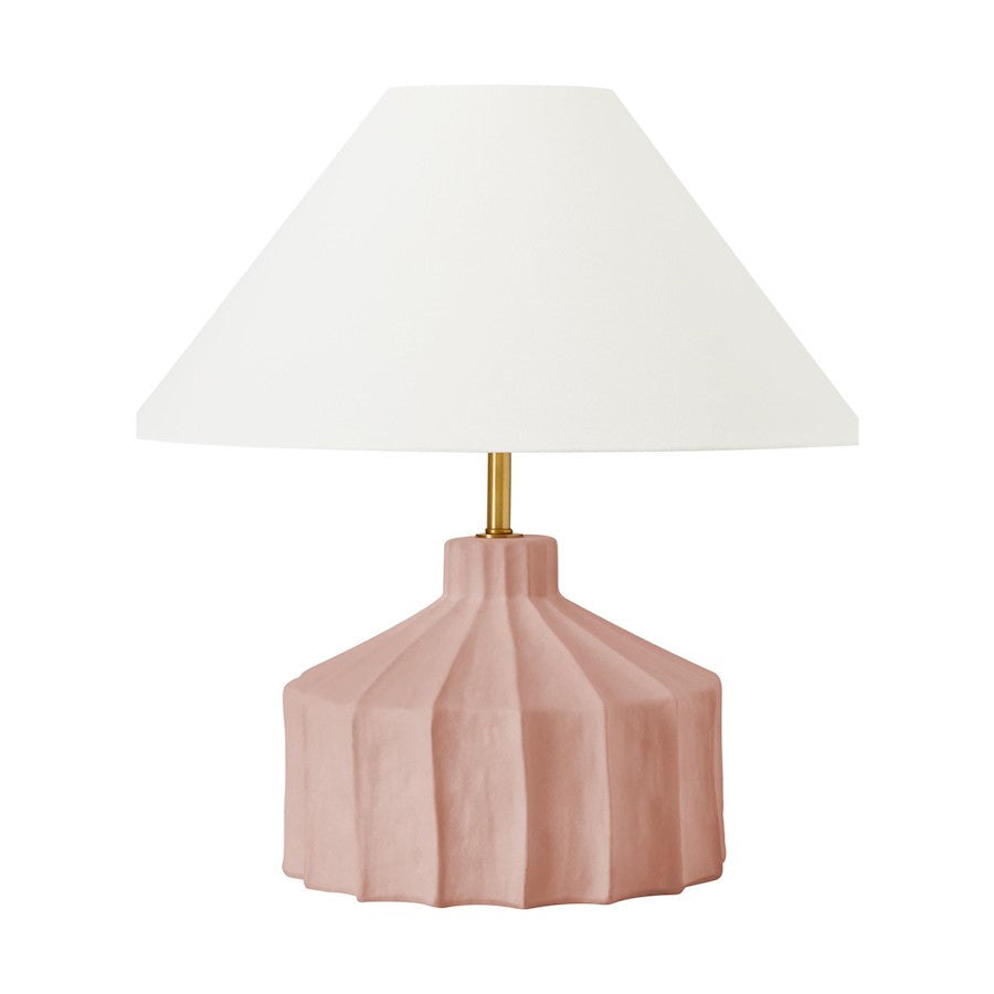 Visual Comfort Studio Veneto 1-Lt Med Table Lamp, Dusty Rose/White - KT1321DR1