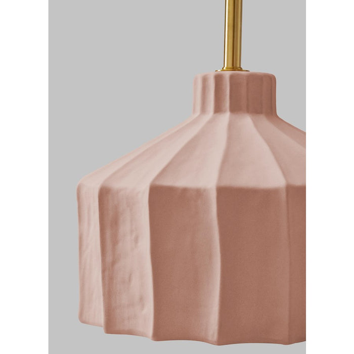 Visual Comfort Studio Veneto 1-Lt Med Table Lamp, Dusty Rose/White