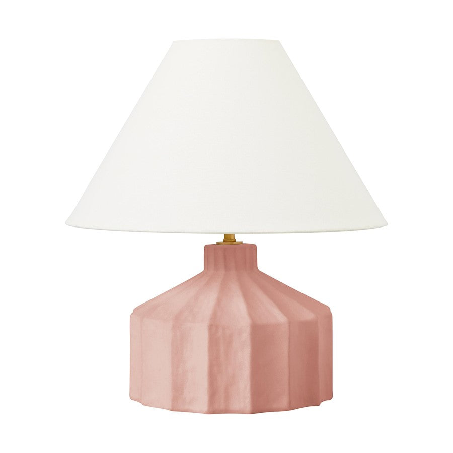 Visual Comfort Studio Veneto 1-Lt SM Table Lamp, Dusty Rose/WH Linen - KT1331DR1