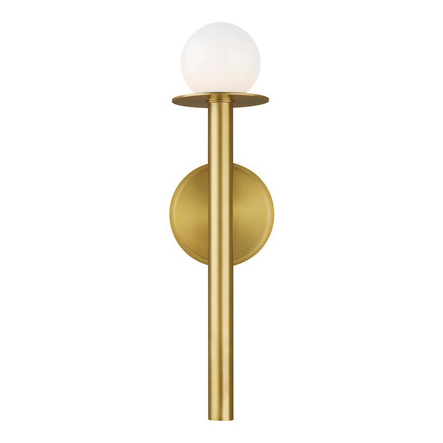 Visual Comfort Studio Nodes 1-Lt Sconce, Burnished Brass/Milk White - KW1001BBS