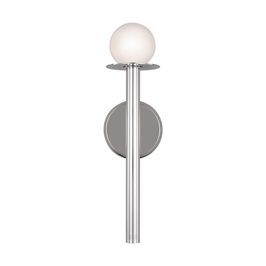 Visual Comfort Studio Nodes 1 Light Sconce, Polished Nickel/White - KW1001PN