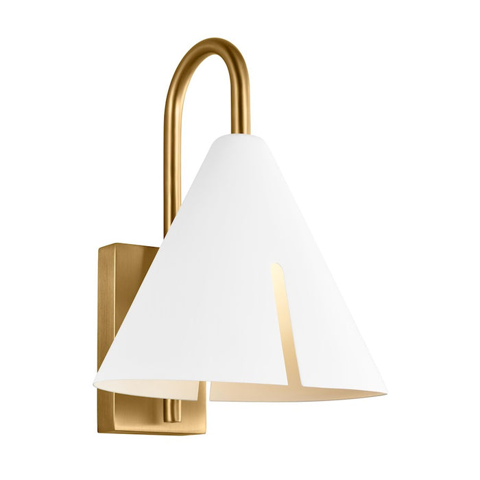 Visual Comfort Studio Cambre 1-Lt SM Task Sconce, White/Brass