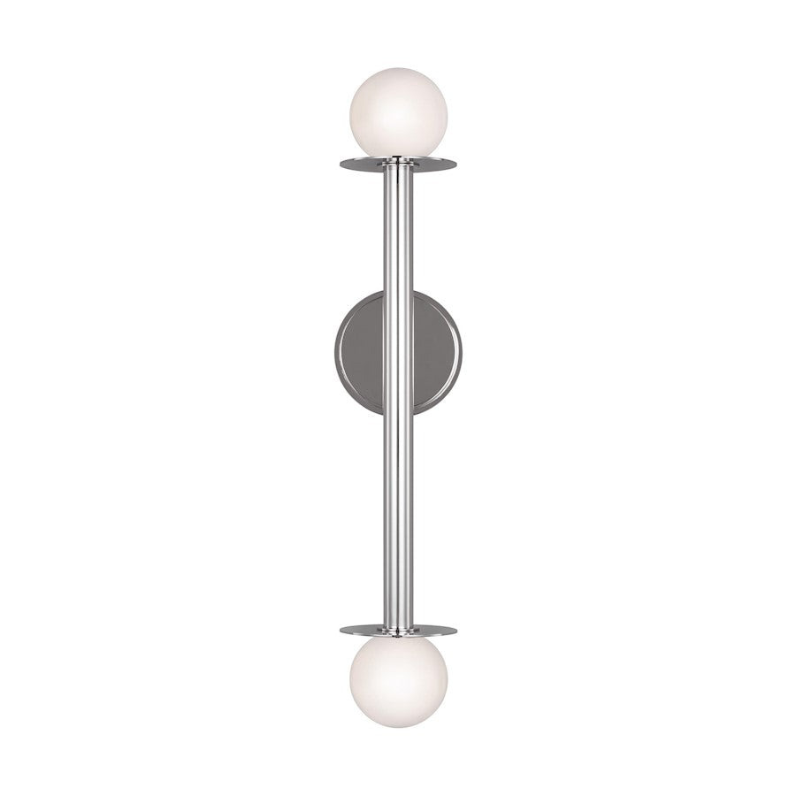 Visual Comfort Studio Nodes 2-Lt Double Sconce, Pol Nickel/White - KWL1012PN