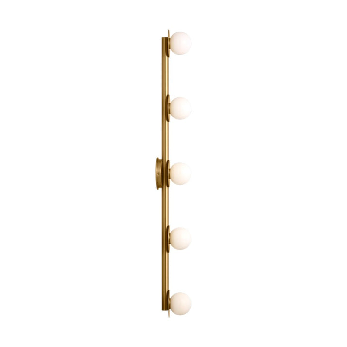 Visual Comfort Studio Nodes 5Lt Wall Bath Fixture, Brass/Milk