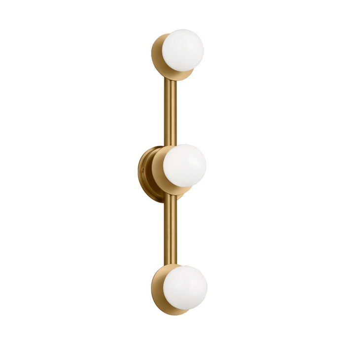 Visual Comfort Studio Nodes 3Lt Wall Bath Fixture, Brass/Milk