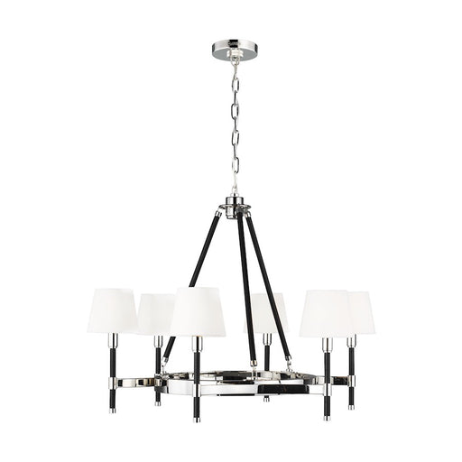 Visual Comfort Studio Katie 6-Lt Med Chandelier, Nickel/White Linen - LC1006PN