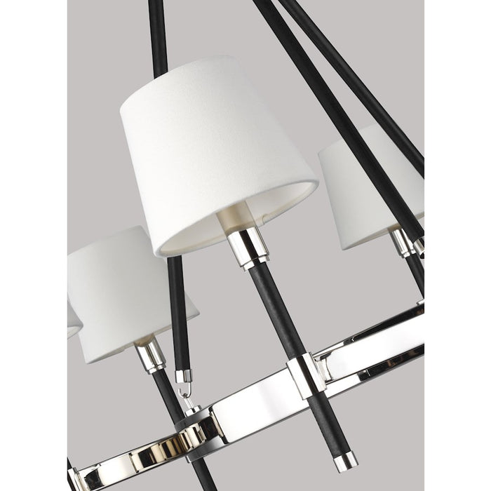 Visual Comfort Studio Katie 6-Lt Med Chandelier, Nickel/White Linen