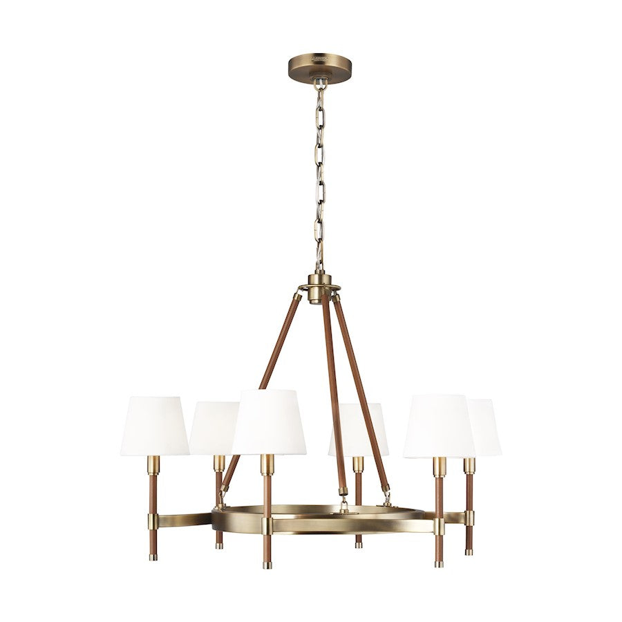 Visual Comfort Studio Katie 6-Lt Med Chandelier, Time Worn BS/WH - LC1006TWB