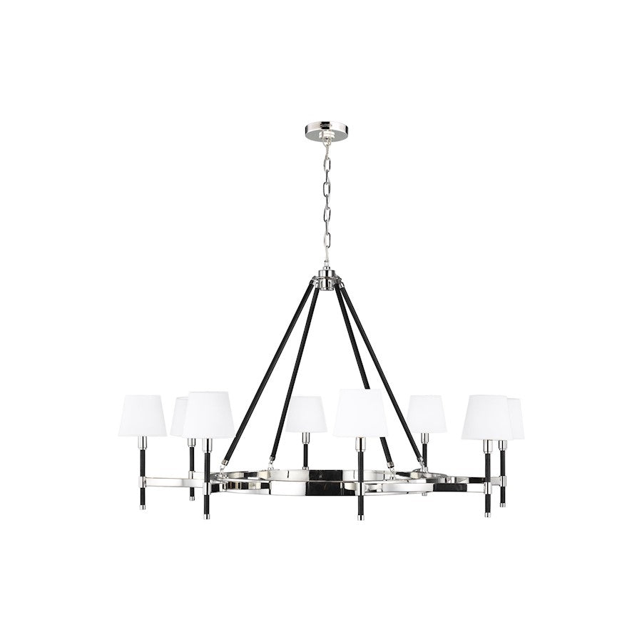 Visual Comfort Studio Katie 8-Lt Large Chandelier, Nickel/White Linen - LC1018PN