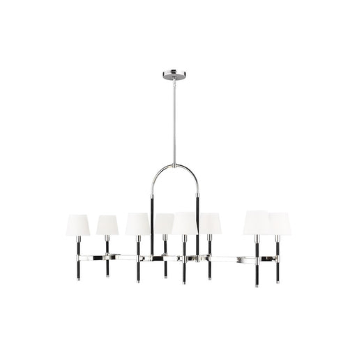 Visual Comfort Studio Katie 8-Lt Linear Chandelier, Nickel/WH Linen - LC1028PN