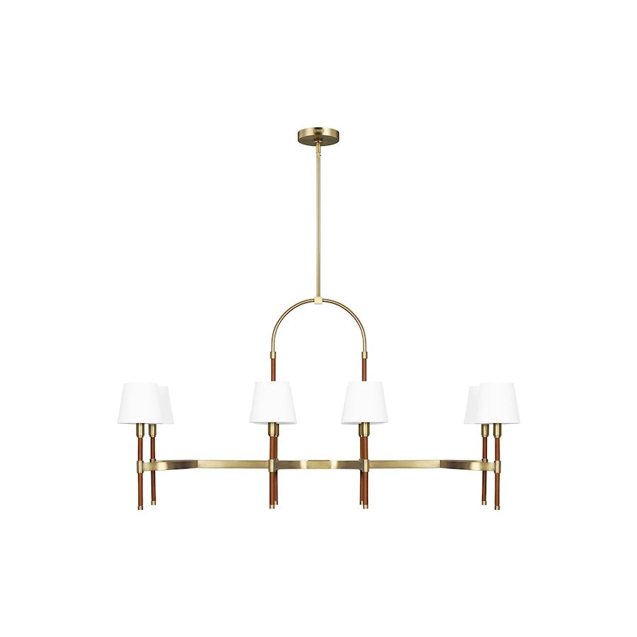 Visual Comfort Studio Katie 8-Lt Linear Chandelier, Time Worn BS/WH - LC1028TWB