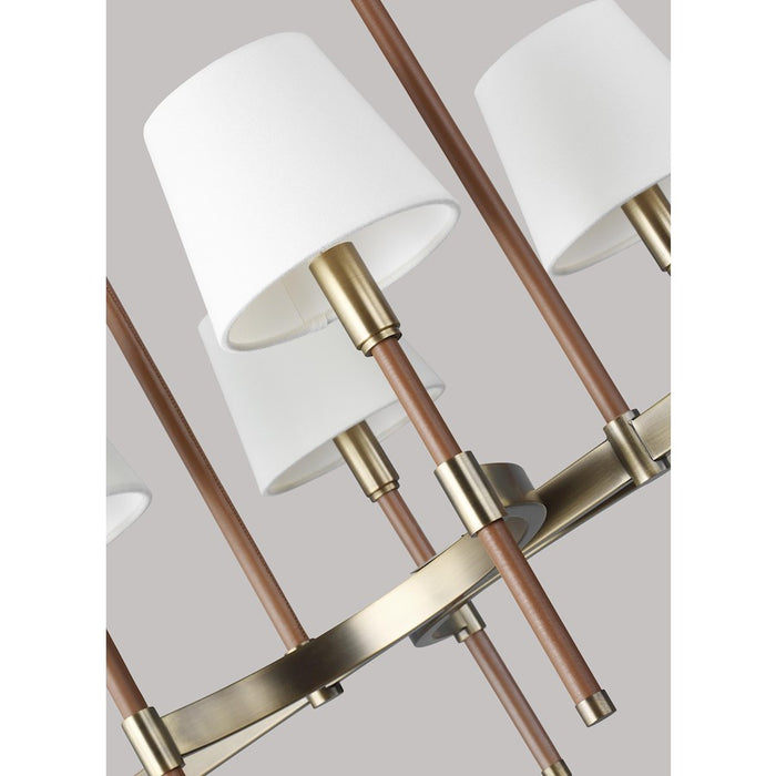 Visual Comfort Studio Katie 8-Lt Linear Chandelier, Time Worn BS/WH