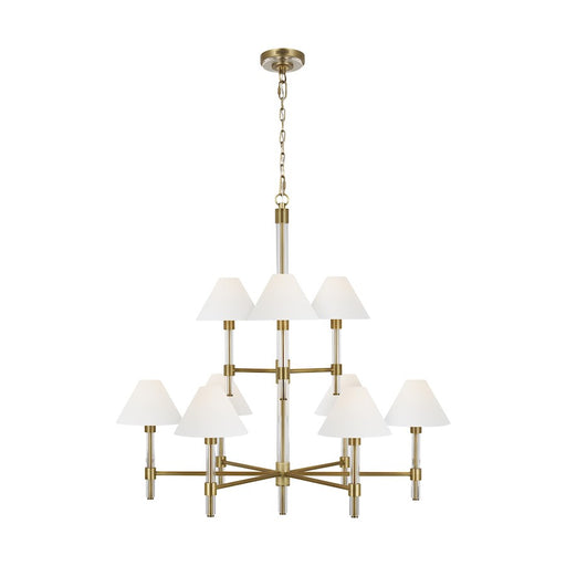 Visual Comfort Studio Robert 9-Lt Large Chandelier, Time Worn BS/WH - LC1069TWB